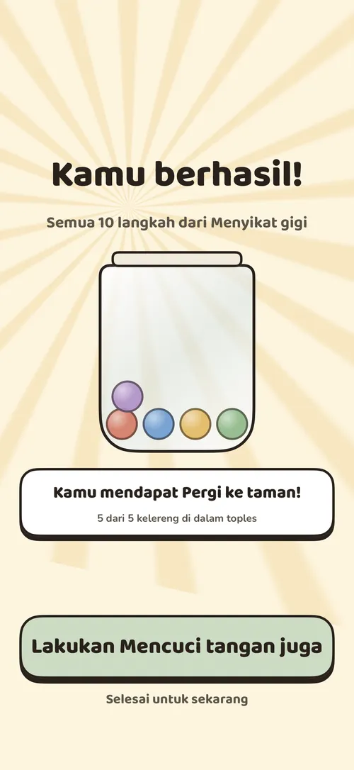 Toples hadiah anak yang terisi setelah menyelesaikan sebuah rutinitas