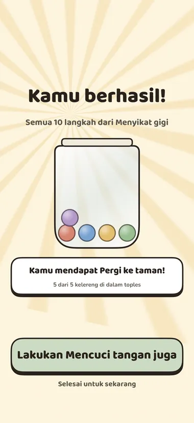 Toples hadiah yang terisi penuh hingga target disertai perayaan kecil