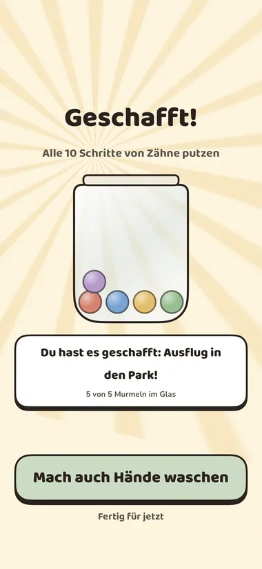 Ein Belohnungsglas, das mit einer kleinen Feier das Ziel erreicht