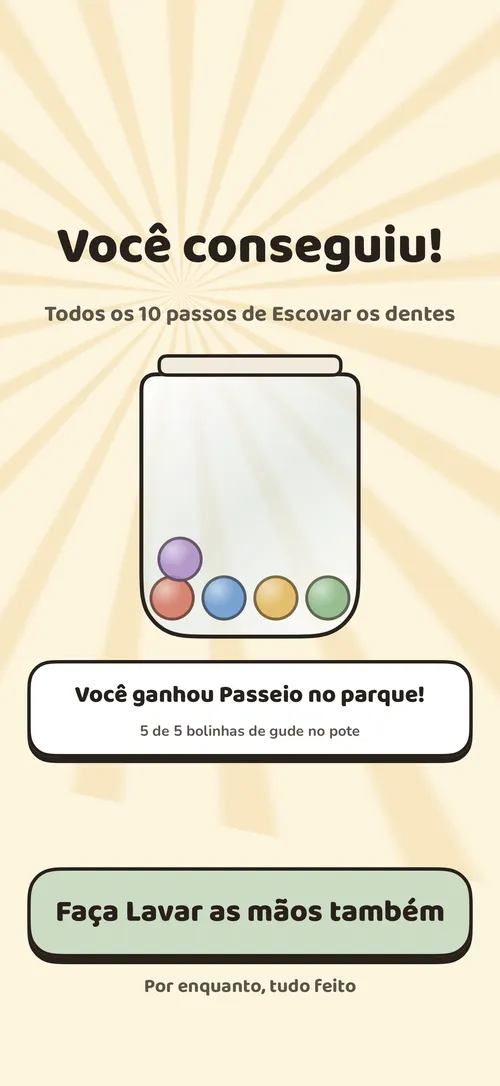 O pote de recompensas de uma criança enchendo ao terminar uma rotina