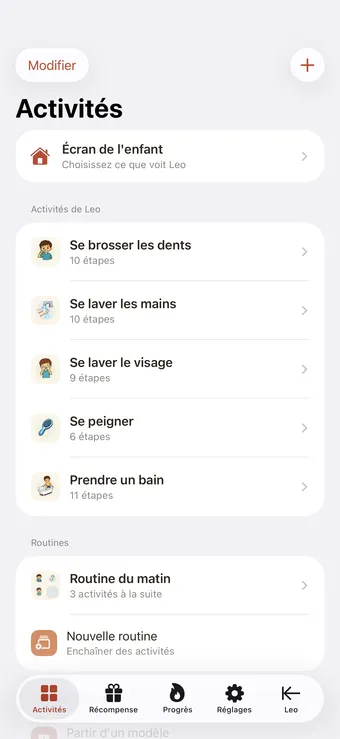 Ouvrez Activités et ajoutez-en une