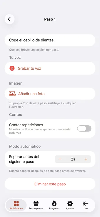 Abre el detalle del paso