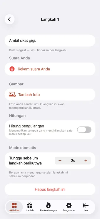 Buka detail langkah
