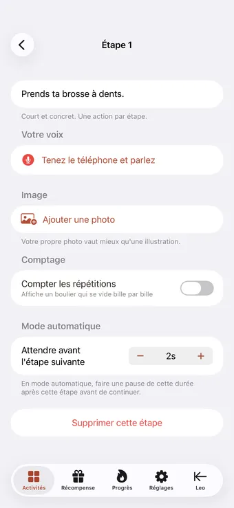Ouvrez le détail de l’étape