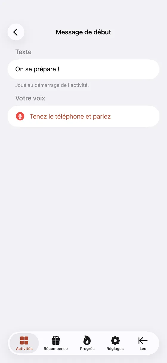 Enregistrer une consigne parlée adaptée pour une étape d’activité