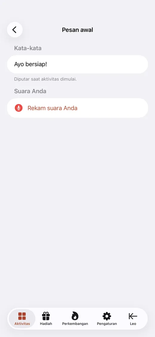 Layar orang tua untuk merekam sebuah langkah dengan suara sendiri