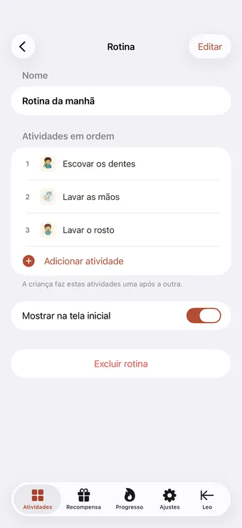 Reúna atividades em uma rotina