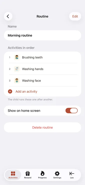 Group activities into a routine