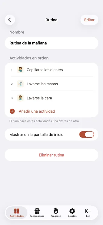 Agrupa actividades en una rutina