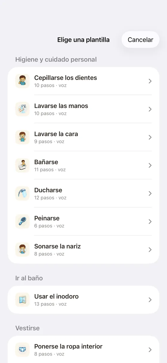 Elegir entre las actividades de Tandli listas para usar y estructuradas mediante análisis de tareas