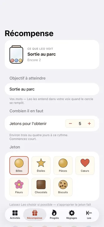 Choisissez un jeton et un objectif