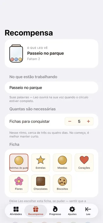 Escolha uma ficha e uma meta