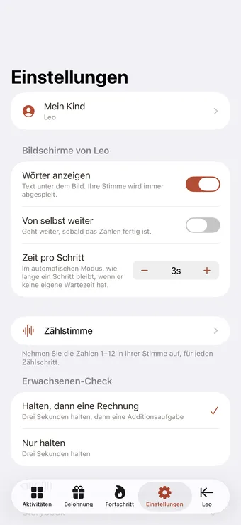 Für jedes Kind separat einrichten