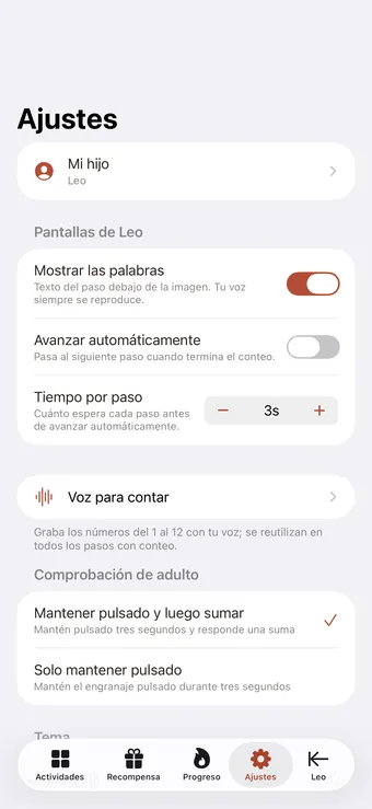 Configúralo para cada niño
